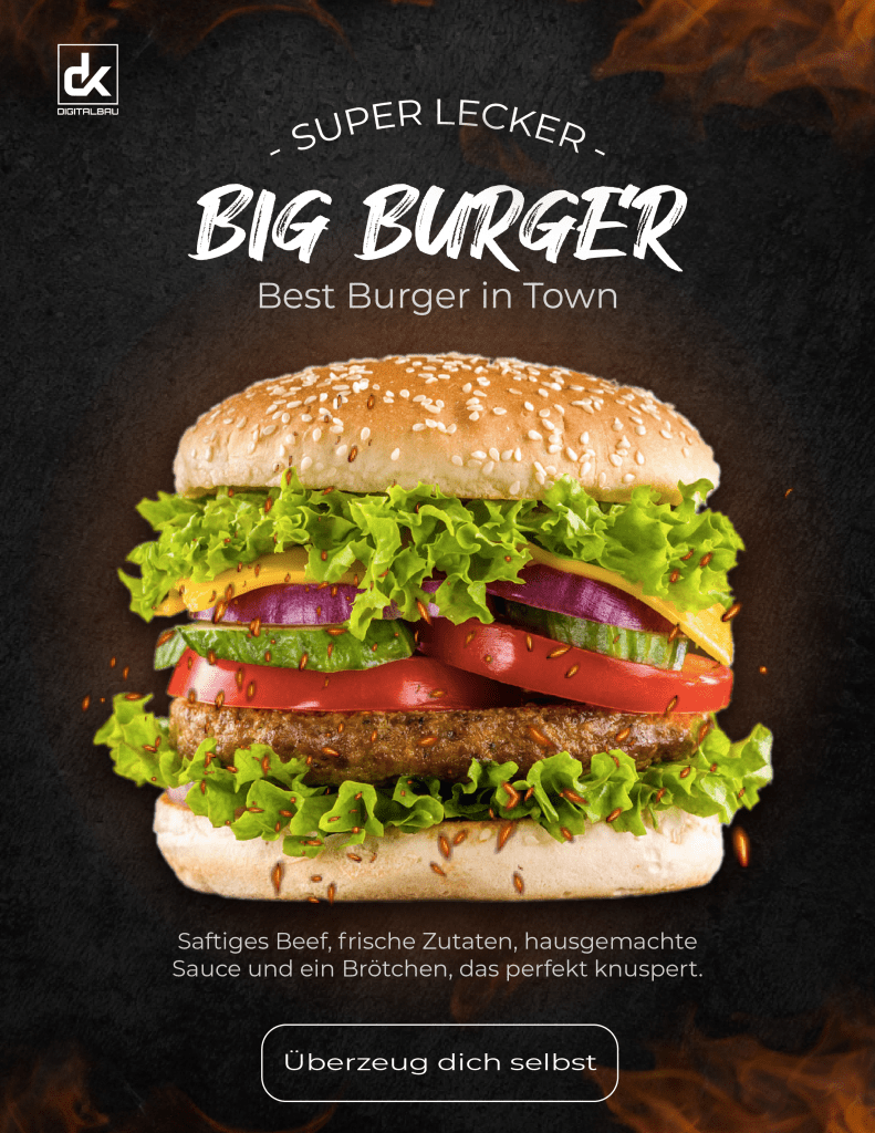 Grafikdesign für starke Marken | DK‑Digitalbau 3 Burger Grafik Design